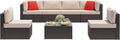 Vongrasig 7 Pieces Patio Furniture Sets, Outdoor Modular Sectional Sofa Patio by Vongrasig