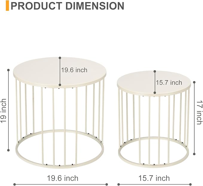 LEWIS&WAYNE Outdoor Side Table Set of 2, Metal Circle Accent End Tables - Image 3