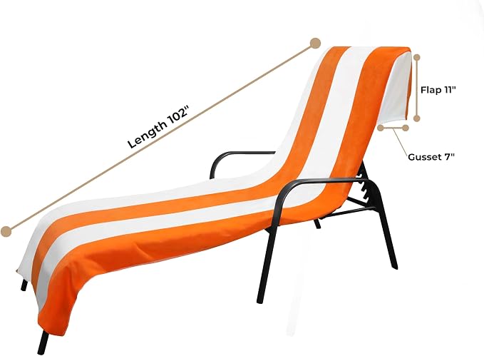 Superior Cabana Cotton Lounge Chair Cover, Outdoor Towel/Chaise Furniture Covers - Image 4