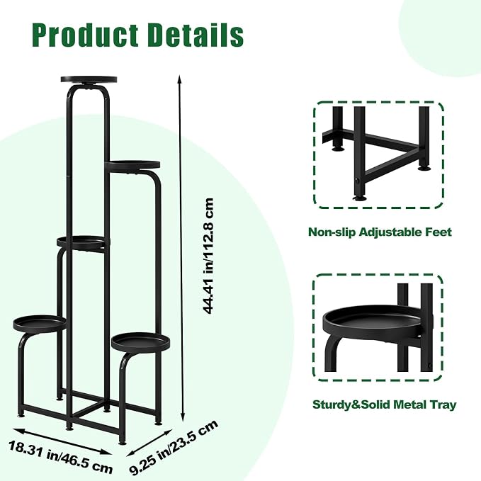 Plant Stand Indoor Outdoor 5 Tier Metal Plant Shelf - Image 4