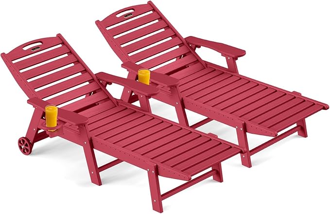 Outdoor Chaise Lounge Chair Set of 2, Patio Lounge Chairs by CIOKEA