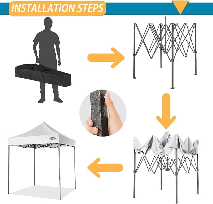 COBIZI 6.6x6.6 Pop Up Canopy Without Sidewall, Heavy Duty Canopy UPF 50+ All - Image 5
