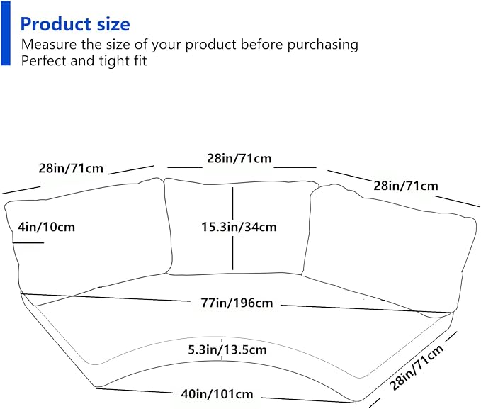 Outdoor Curved Sofa Cushion Cover - Image 2