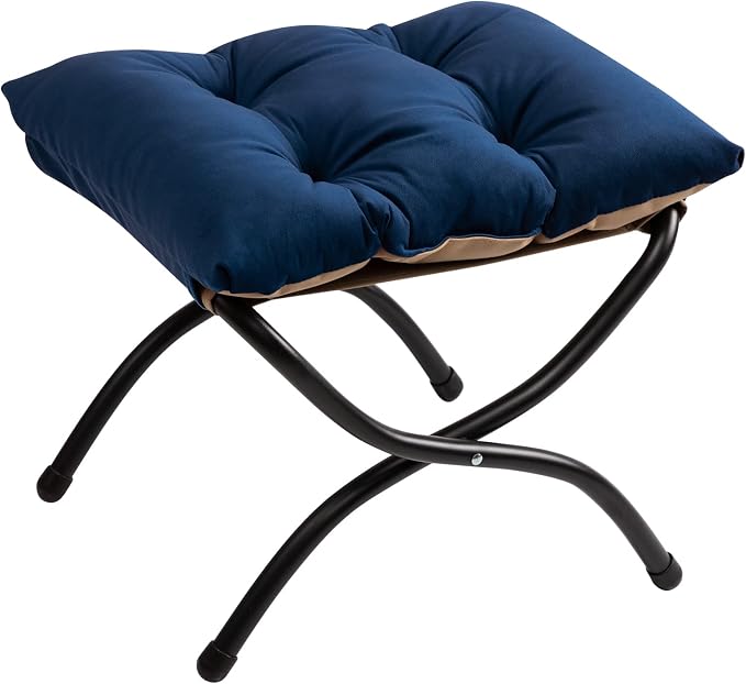 HollyHOME 15" Folding Footrest Stool, Upholstered Small Foldable Ottoman - Image 9