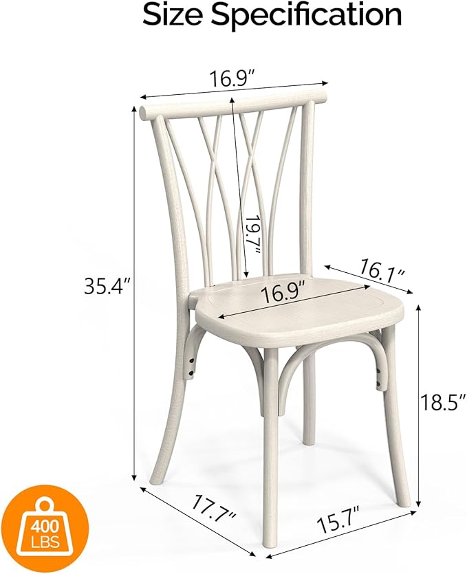 VINGLI Plastic Outdoor Dining Chairs Set of 6, Stackable Patio Dining Chairs - Image 3