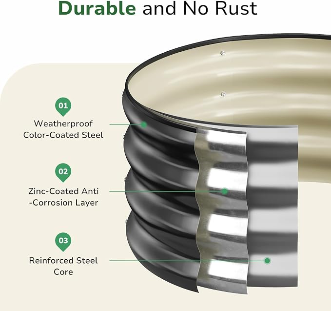 GreatBuddy 2x2x1 ft Round Galvanized Raised Bed, Easy-Assembly Raised Garden Bed - Image 5