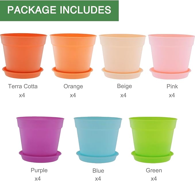 4 inch Plant Pots, 28 Pack Small Plastic Planters - Image 5