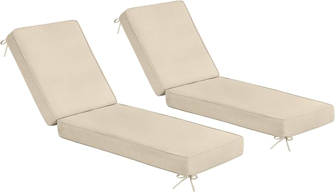 Sundale Outdoor Olefin Chaise Lounge Cushion Set of 2, Water-Resistant Patio by SundaleOutdoor