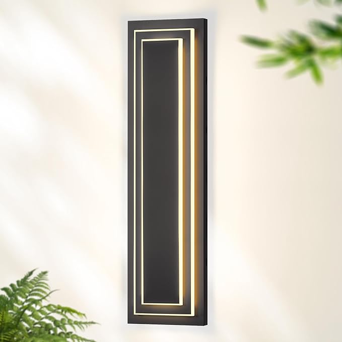. Modern Outdoor Wall Light, 2-Tier Black Exterior Lighting Fixtures by ZSMAIKU