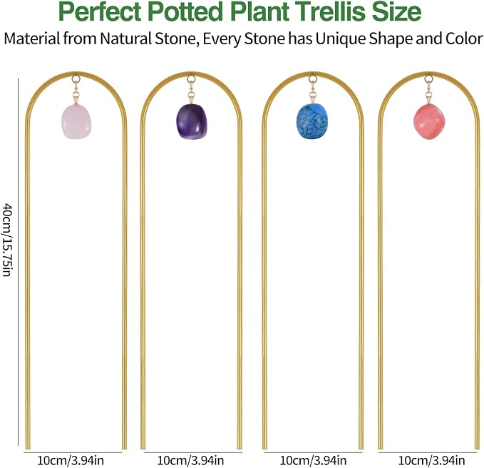 Plant Trellis for Climbing Plants, 15.75 inch Garden Small Metal Arch Glod - Image 5
