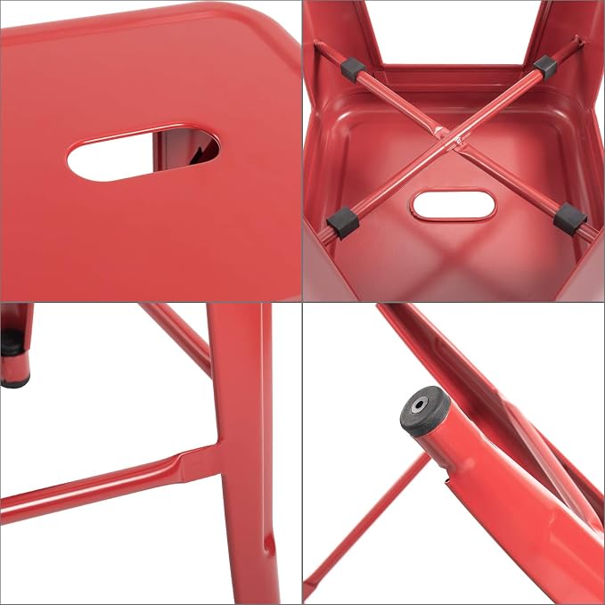 Devoko Metal Bar Stools 24" Indoor Outdoor Stackable Barstools Modern Style - Image 6