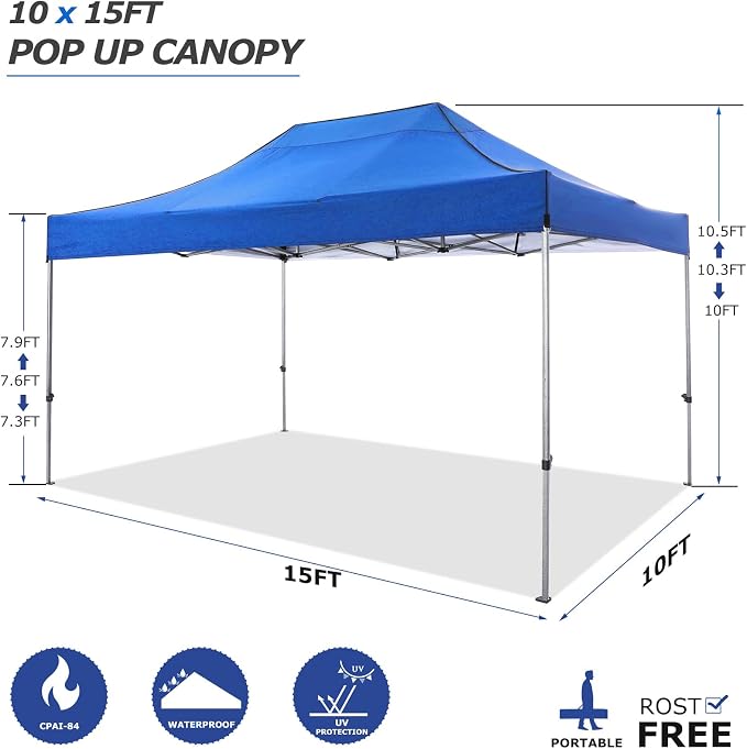 COBIZI 10x15 Pop up Canopy Gazebo 3.0, Easy up Heavy Duty Canopy - Image 5