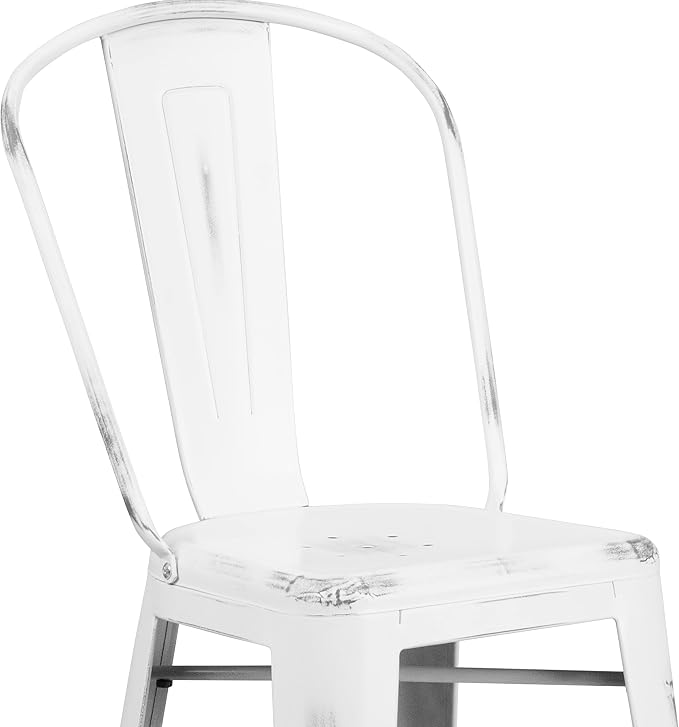 EMMA + OLIVER Commercial Grade 30" H Distressed White Metal Indoor-Outdoor - Image 9