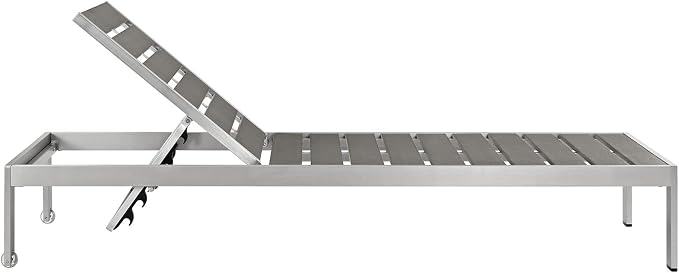 Modway Shore Aluminum Outdoor Patio Chaise Lounge Chair in Silver Gray - Image 4