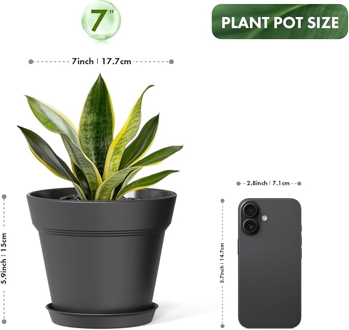 7 Inch Thick Plastic Plant Pots - Image 3