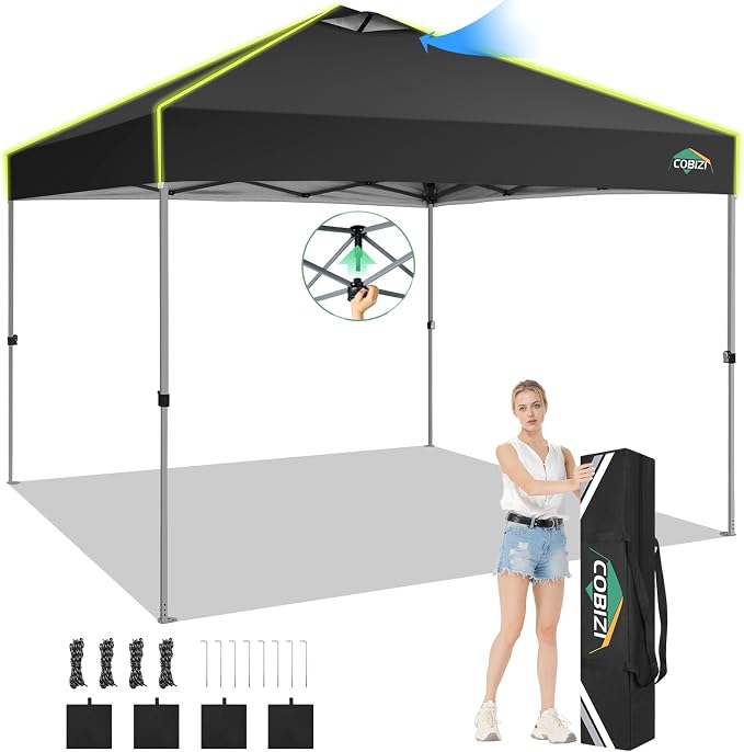 COBIZI 10x10 Pop Up Canopy Tent, Outdoor Party Tent Without Sidewall One Push by COBIZI
