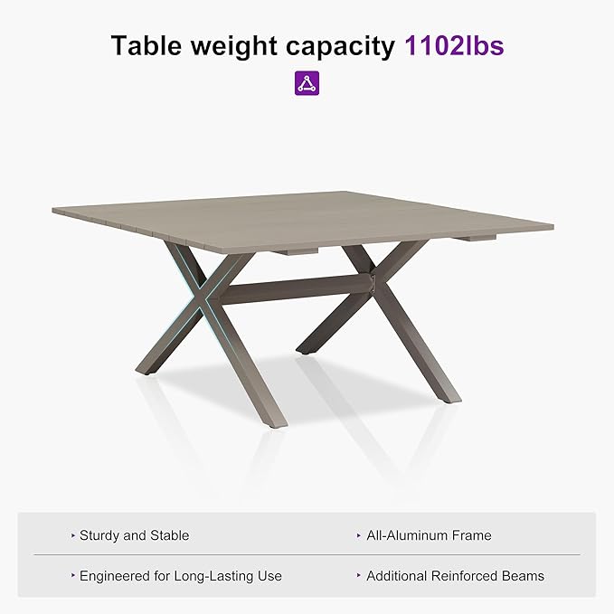 PURPLE LEAF Outdoor Dining Set for 8 All-Weather 9 Piece Patio Aluminium Dining - Image 6