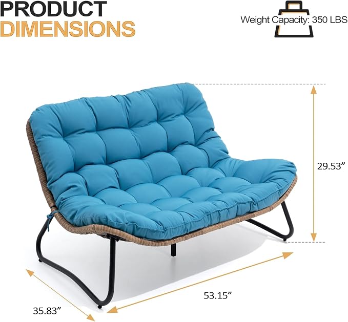 Crestlive Products Patio Loveseat, All-Weather Rattan Large Furniture - Image 2