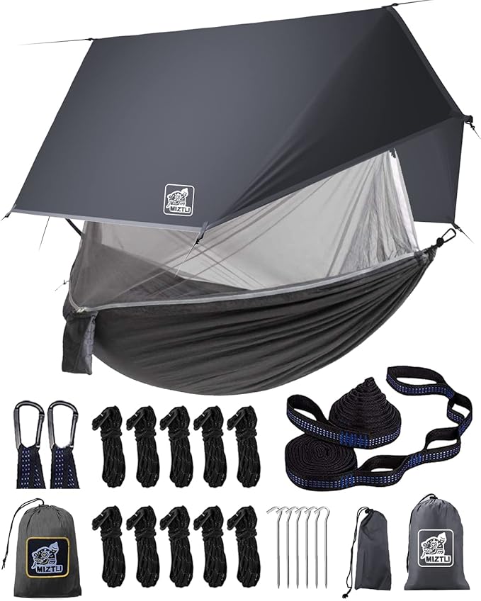 Miztli Camping Hammock with Net and Rain Fly, Portable Lightweight Outdoor by MIZTLI