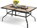 PHI VILLA Outdoor Dining Table for 6, Rectangular Metal Wrought Iron Table by PHIVILLAThepioneerofcomfortablehouseholdsupplies