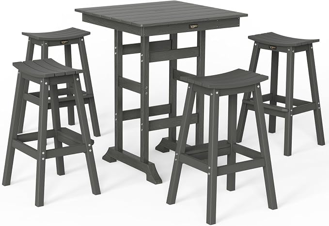 VINGLI 5-Piece Outdoor Bar Table and Chairs Set, Poolside | Bar Height Bistro by VINGLI