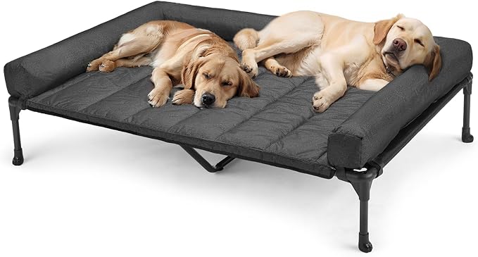 Veehoo Cooling Elevated Dog Bed Add Removable Waterproof Bolster Cushion Mat by Veehoo
