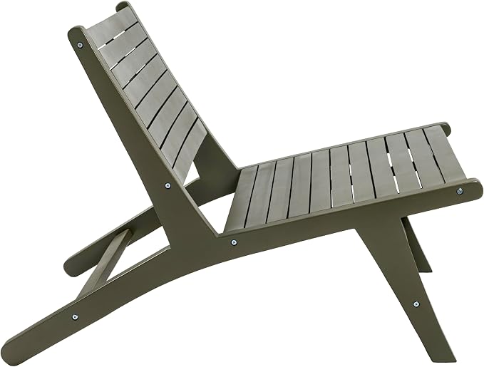 JONATHAN Y PAT2000D Leo Mid-Century Modern Wood Armless Outdoor Lounge Chair - Image 6
