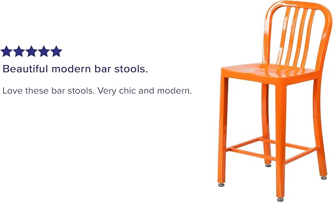 Flash Furniture Commercial Grade 24" High Orange Metal Indoor-Outdoor Counter - Image 6