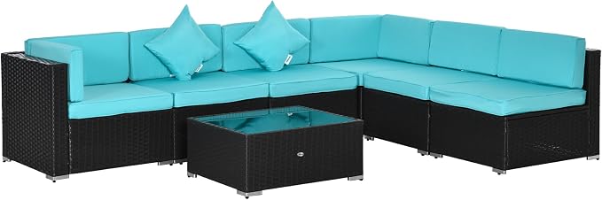Outsunny 7-Piece Patio Furniture Sets Outdoor Wicker Conversation Sets All by Outsunny