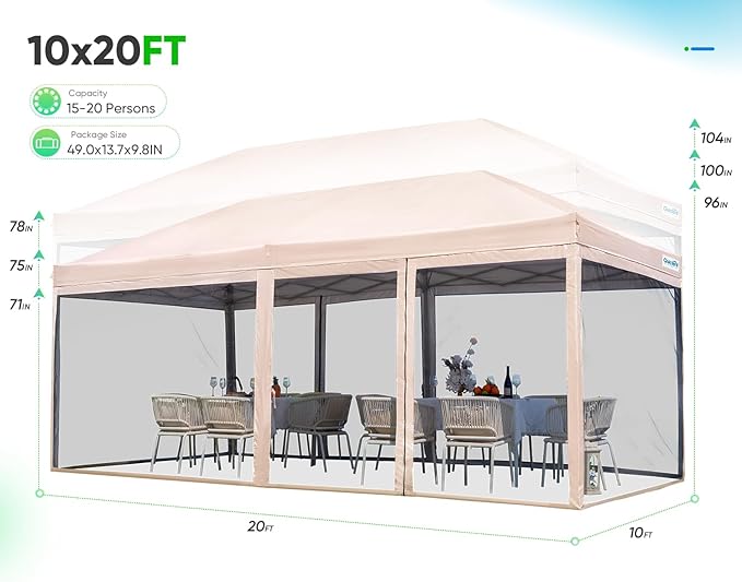 Quictent 10'x20' Pop up Screened Canopy Tent - Image 6