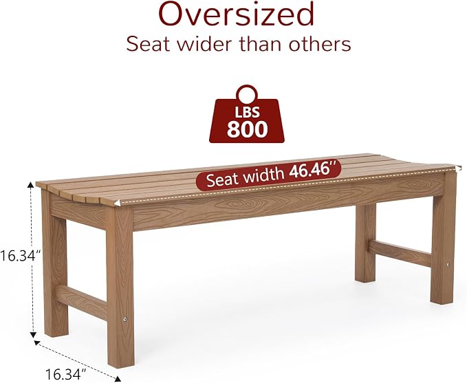 Stoog Outdoor Bench, 2-Person Outdoor Poly Lumber Backless Bench, Weatherproof - Image 3