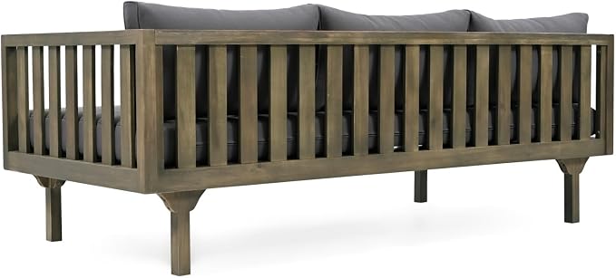 Merax Solid Acacia Wood Couch Chaise Lounge Chair Indoor, 3 Seater Daybed Sofa - Image 7