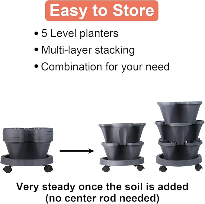 DUNCHATY Stackable Planter, Vertical Garden Planter - Image 6