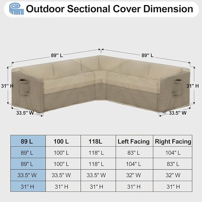 OutdoorLines Waterproof Outdoor Patio Sectional Cover - Image 2