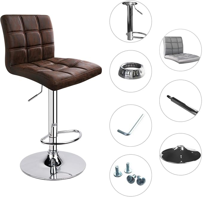 Leopard Modern Square PU Leather Adjustable Bar Stools - Image 5