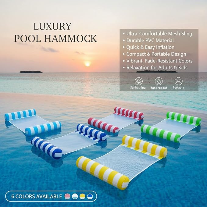 3/5/8 Pack Pool Hammock Upgrated Water Pool Floats, 4-in-1 Multi-Purpose Water - Image 2