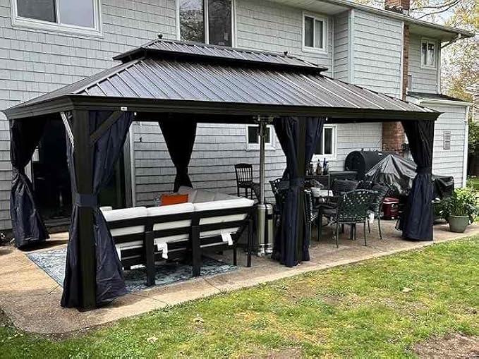 PURPLE LEAF 12' x 20' Hardtop Gazebo Outdoor Metal Roof Sun Shade Tent by PURPLELEAF