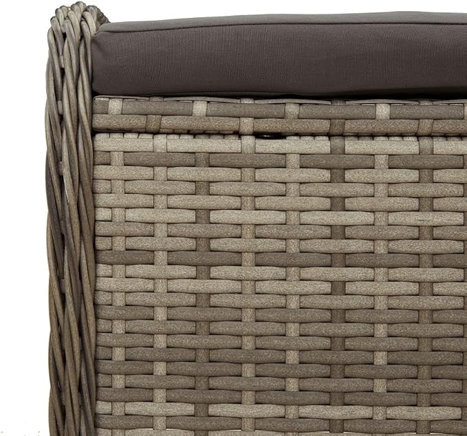 vidaXL Gray Poly Rattan Patio Stool - Image 5