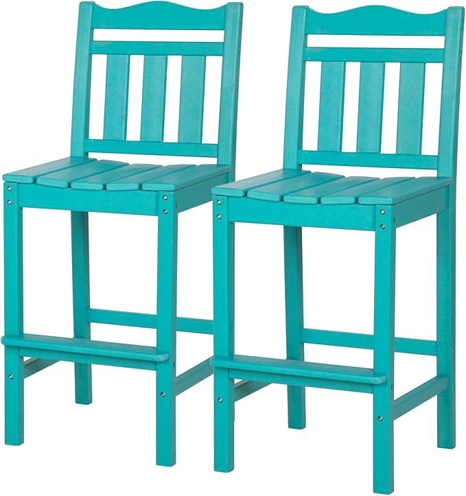 nalone Outdoor Bar Stools Set of 2, HDPE Tall Adirondack Chairs Bar Chairs by NALONE
