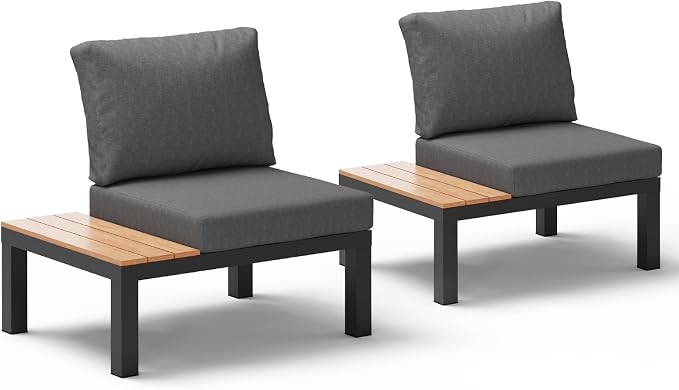 Aluminum Outdoor Patio Sofa Set, 2 Seats Modular Sectional Sofa by Oasbira