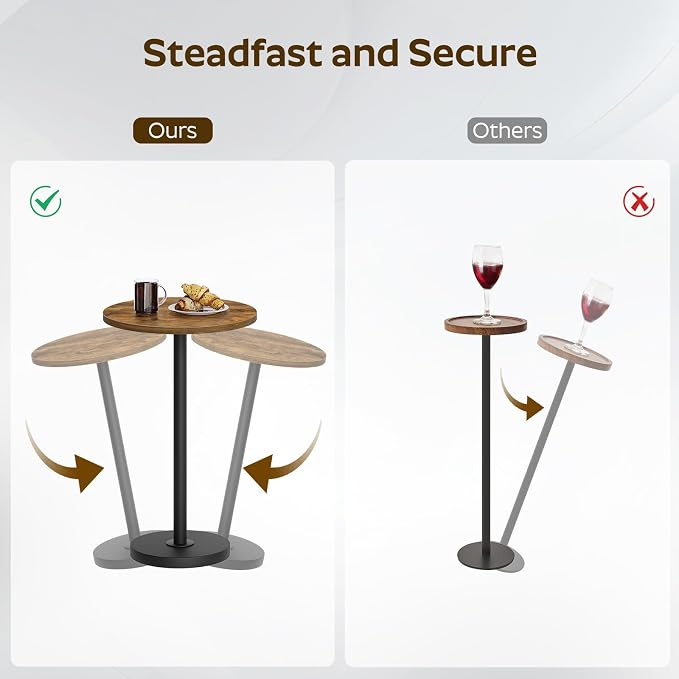 Round Side End Table for Small Spaces, Pedestal Style Martini Drink Side Table - Image 6
