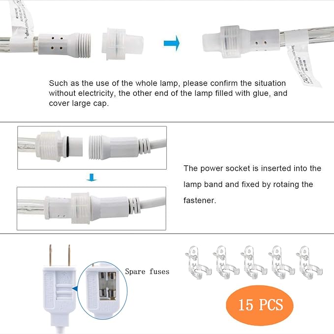 50ft 360 LED Rope Lights Outdoor, Connectable and Flexible Tube Lights - Image 5