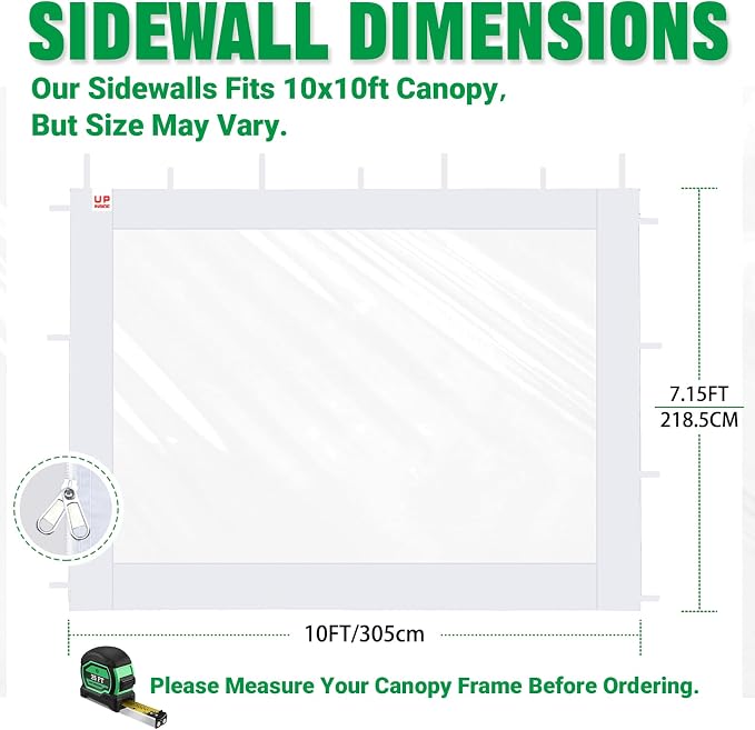 Clear Canopy Sidewalls for 10x10 Pop Up Tent, Transparent Window Curtain Cloth - Image 7