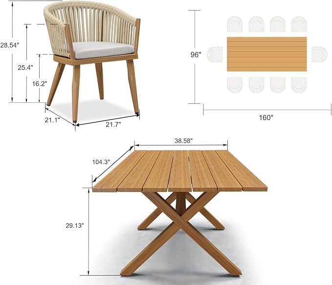 PURPLE LEAF 11 Pieces Outdoor Dining Set - Image 7