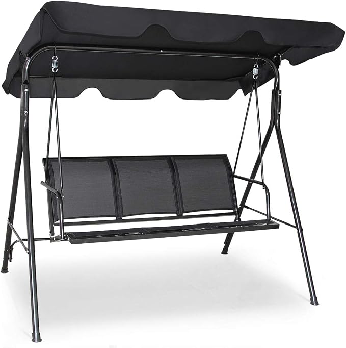 TANGKULA 3 Person Patio Swing, Steel Frame by TANGKULA