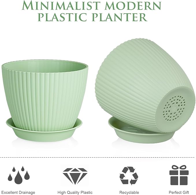 7/6.2/5.5/5/4.5/4 inch Plant Pots, 6 Pack Flower Pots - Image 4
