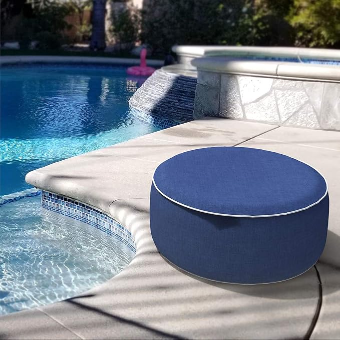 LVTXIII Outdoor/Indoor Inflatable Ottoman, All Weather Water-Repellent Round - Image 8