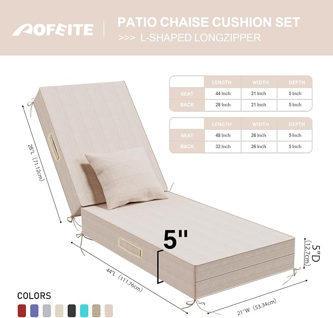 Outdoor Water-Resistant Olefin Chaise Lounge Cushions - Image 2