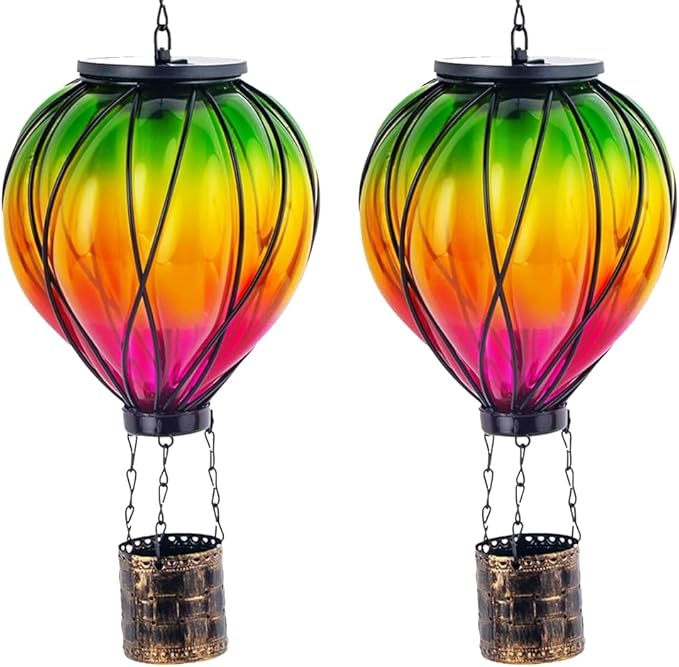 2PCS Colorful Solar Hot Air Balloon Lanterns by YELENEW