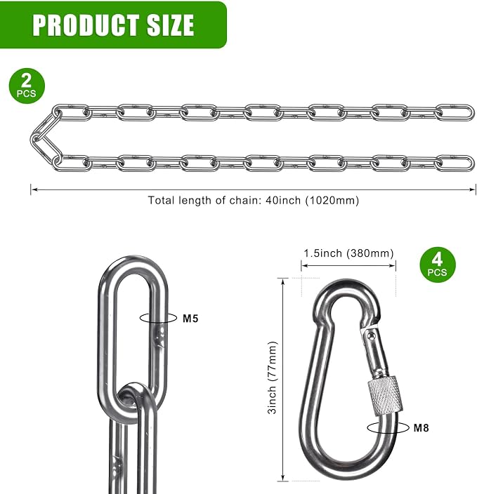 2Pcs 40" Stainless Steel Hanging Chains - Image 6